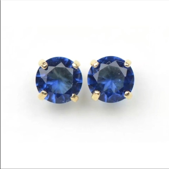 14k Solid White/Yellow Gold 5mm  Stud Earrings - Picture 2 of 9